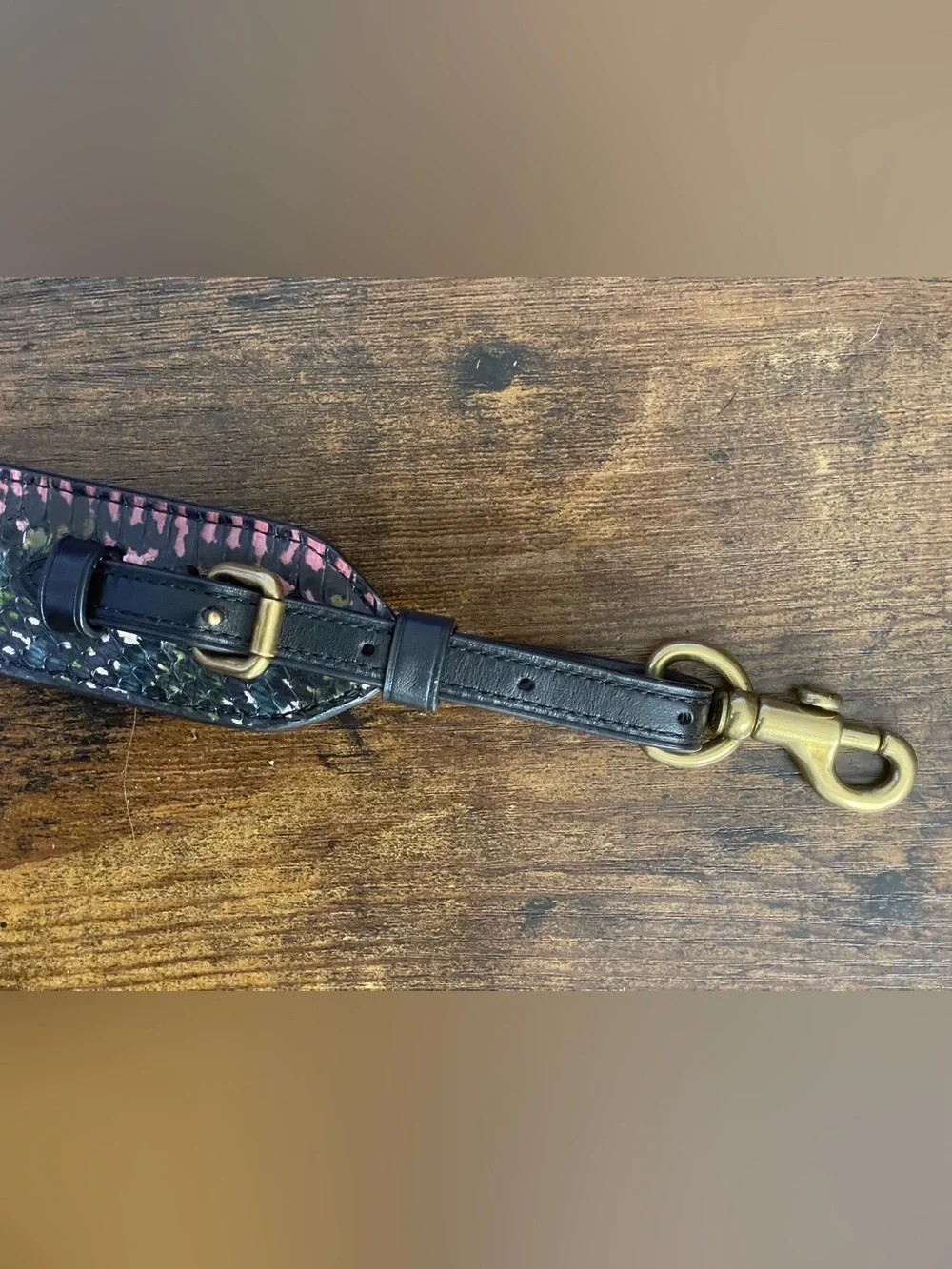 COACH Snakeskin Shoulder Strap w/Antique Brass Tone Hardware